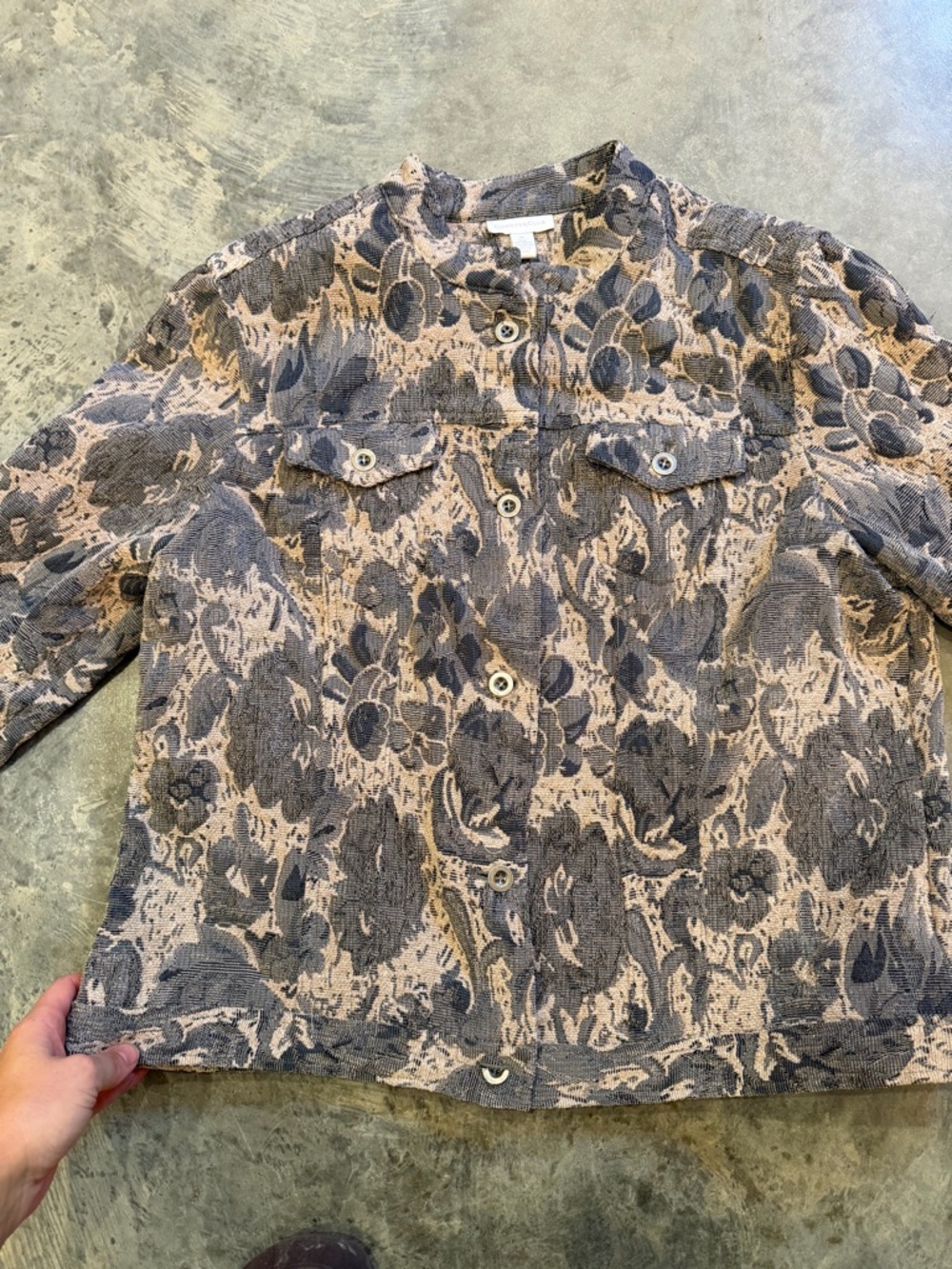 Gray Floral Jacquard Boxy Jacket - Picture 4 of 6